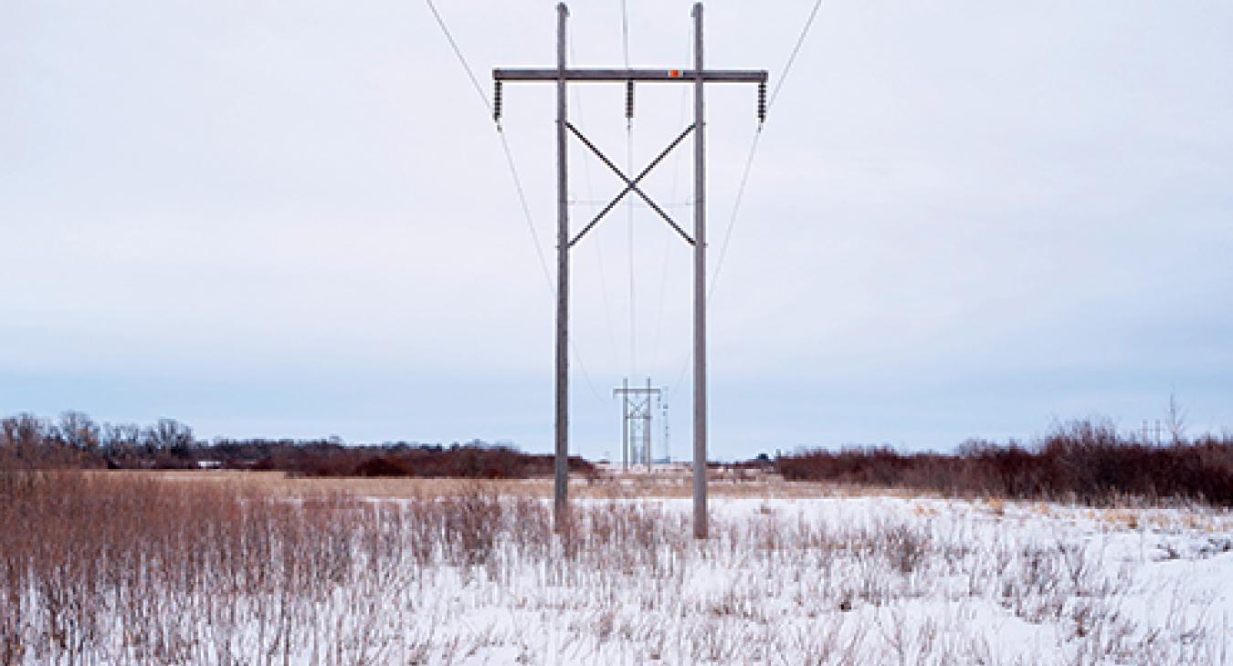 electrical pole during snow